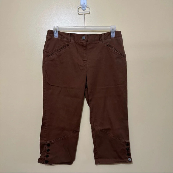 Tommy Bahama Pants - Tommy Bahamas Women’s 12 Brown Capri Chino Button Ankle Detail